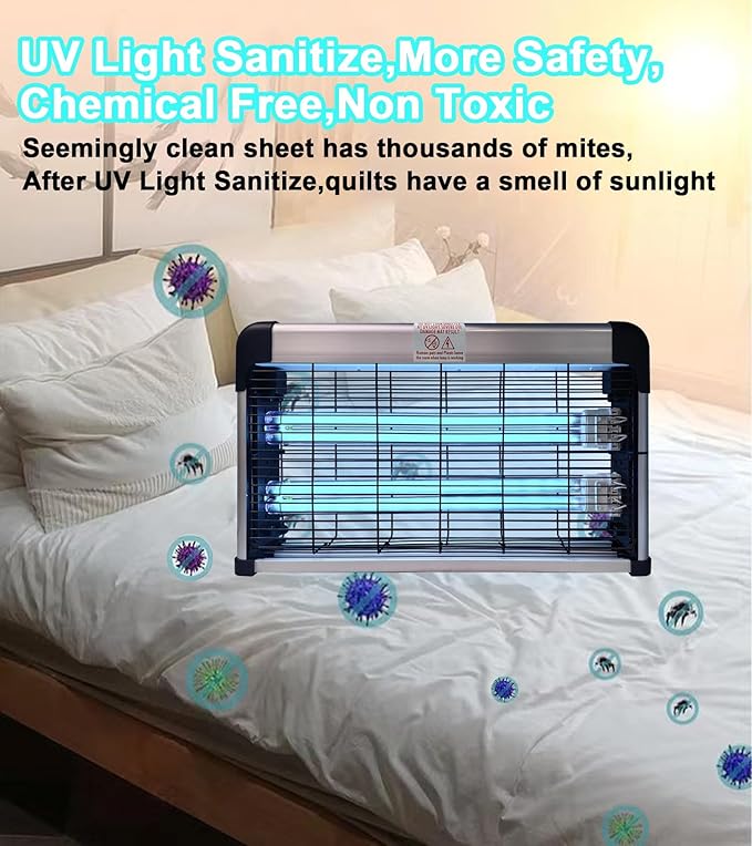 BAIMNOCM UV Lamp 76 Watts, Hanging Mite Odor Mold Removal Lamp with Remote Control Timer, UV-C Light for Basement Kitchen, 254nm Quartz Light