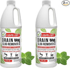 Mighty Mint Drain Clog Remover, Safe for Pipes and Septic, Dissolves Hair & Grease, Clears Blocked Drains and Deodorizes, Natural Mint Scent, 32oz (Pack of 2)