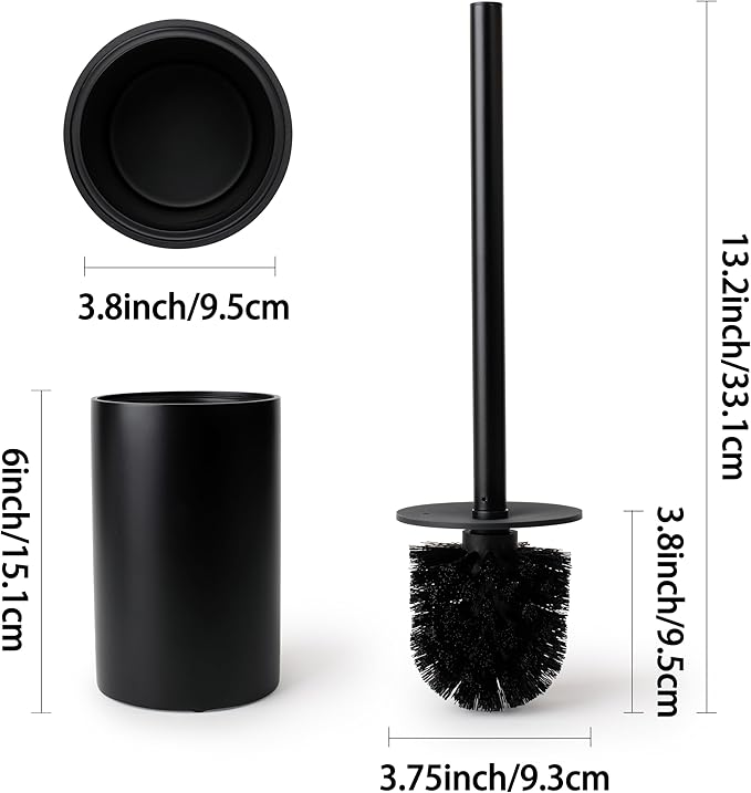 Matte Black Toilet Bowl Brush for Bathroom with Holder - Bathroom Cleaner Scrubber with Sleek Design, Sturdy, and Durable Bristles