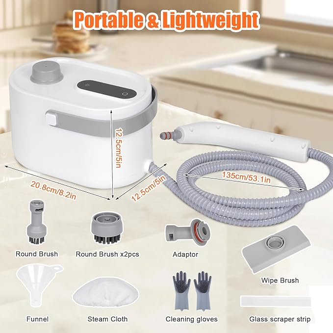 9 in 1 Handheld Steam Cleaner for Home Use, Portable Steamer for Cleaning, Multi-Function High Pressure Steam Cleaner for Car Detailing/Kitchen/Upholstery/Tile/Grout/Camping & All