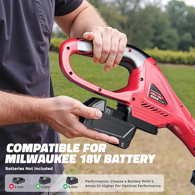 Cordless Tiller Cultivator Compatible with Milwaukee 18V: MtiolHig Tiller for Gardening 360RPM Electric Garden Tiller, Brushless Rototiller 9" Width 6.3" Depth for Lawn/Soil Cultivation (No Battery)