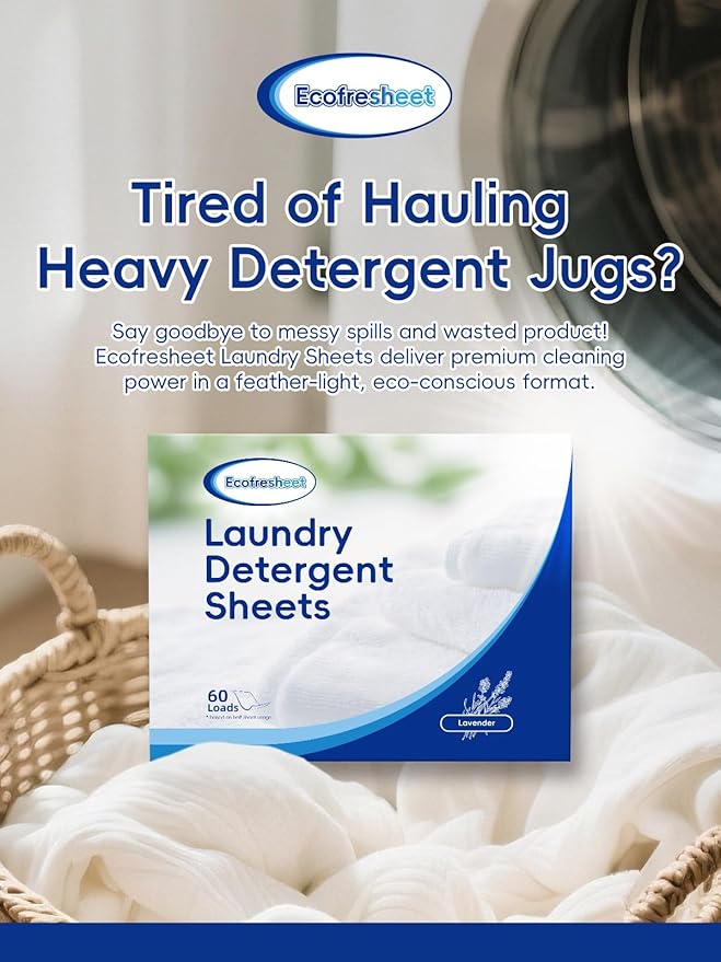 Laundry Detergent Sheets – 60 Loads - Quick Dissolve, No Residue - Lightweight, Eco-Friendly & Travel Size Laundry Sheets - Linen