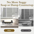 Shinowa Self Draining Soap Dish, Dual Layer Soap Container, Woven Ceramic Soap Tray + Diatomaceous Earth Base, Dish Soap Holder for Kitchen, Bathroom, Shower, Quickly Drain Water, Easy to Clean