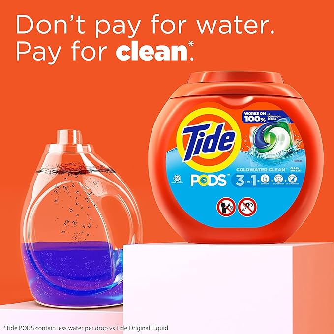 Tide Pods Laundry Detergent, Clean Breeze, 57 Pacs Capsules, 46 Ounce