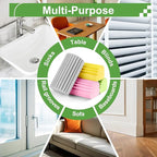 4-Pack Damp Clean Duster Sponge,Damp Dusting Sponge,Duster Baseboard Cleaner Sponge with Ridges,Reusable Wet Duster Sponge,Household Cleaning Sponges for Blinds(Grey,Yellow,Pink,Green)