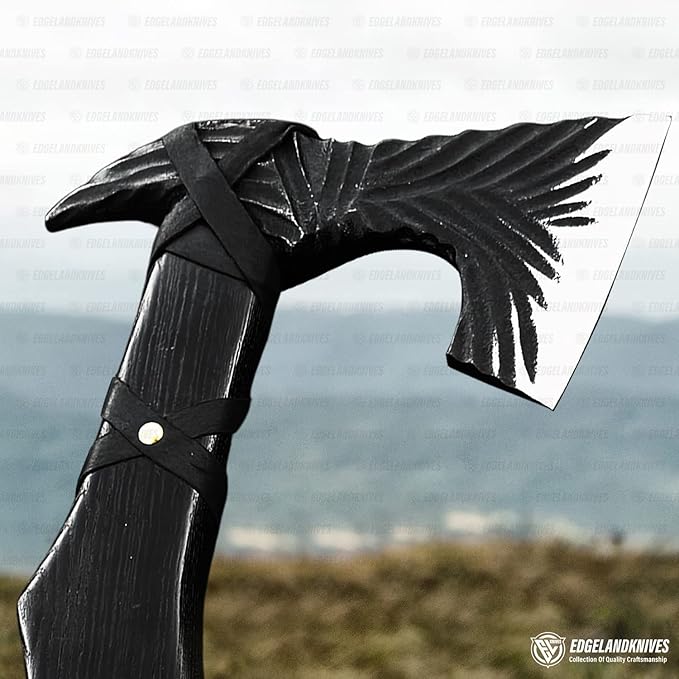 Bearded Viking Axe with Sheath - 16 Inch Damascus Bearded Axe Head, Durable Rose Wood Handle - Best Viking Gift for Men