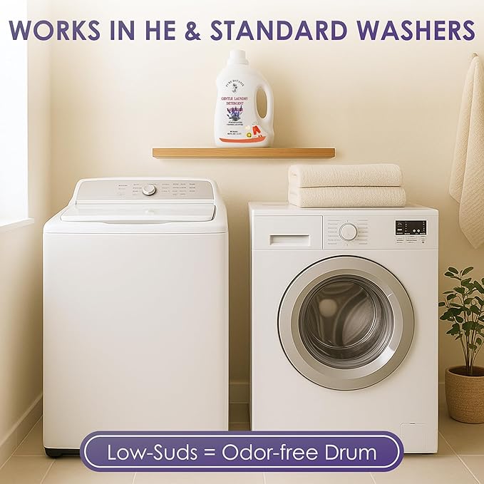 Lavender Organic Plant- Based Laundry Detergent 68 Fl Oz | 66 Loads, Natural Hypoallergenic Non-Toxic Soap for Sensitive Baby Skin. Concentrated Enzyme Stain Remover, Sulfate Free