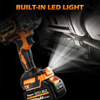 1000N.m/737Ft-lbs Brushless Impact Wrench,1/2" Cordless Impact Gun / 2x4.0Ah Battery & 6 Sockets, 3500RPM Power Electric Impact Driver for Car/DIY Furniture/Lawn Mower, Orange Toolbox