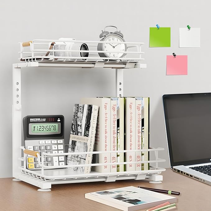 JYPS 2 Pack Under Sink Organizer, 2 Tier Pull Out Under Kitchen Bathroom Sink Organizer and Storage, Metal Sliding Drawer for Cabinet Pantry Undersink Organizers Shelf