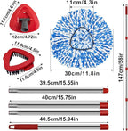 Spin Mop Handle Mop Heads and Base Replacement Sets Compatible with O Cedar EasyWring Rinseclean 2 Tank System, Flexible & Reusable(1 Sets Stainless Steel Handle & 2 Refills & 1 Base & 1 Scrub Brush)