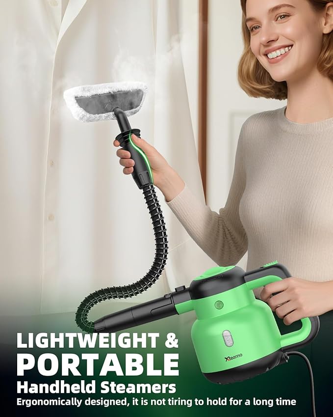 Steam Mop - Detachable Handheld Steam Cleaner & Floor Steamer with 12 Accessories, Multi-Purpose Powerful Steamer for Home Cleaning, Floors, Windows, Furniture, Tiles & Grout