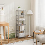 Small 5 tire Shelves Storage Wire Shelving Unit Metal Shelf Adjustable Organizers Storage Shelving for Bathroom Laundry Room Kitchen Pantry10”D x 16”W x 60.2”H Silver