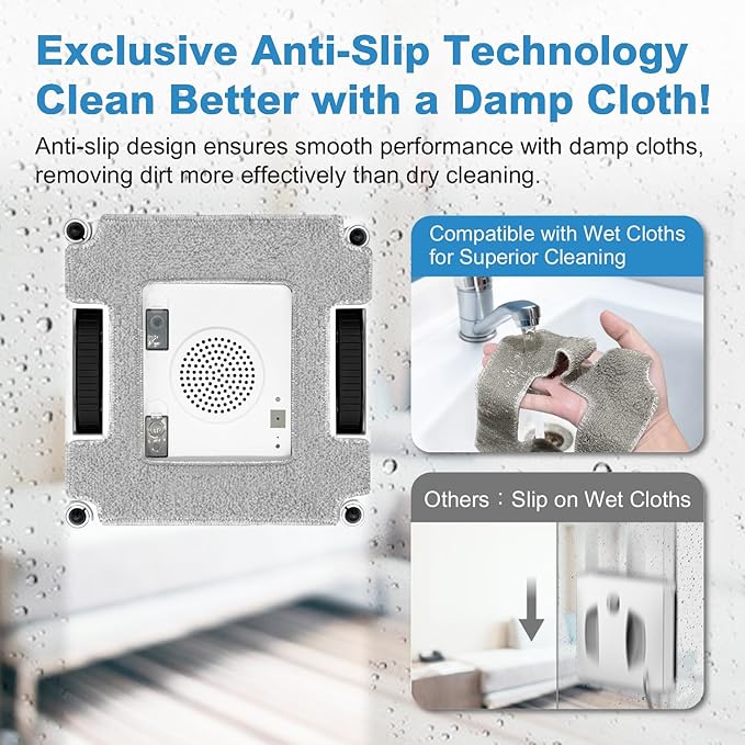 Taiwan Window Cleaning Robot RS7 Plus - Front & Back Dual Jets, Compatible with Wet Pad, 4300PA Suction, Edge Detection, Edge Cleaning Mode