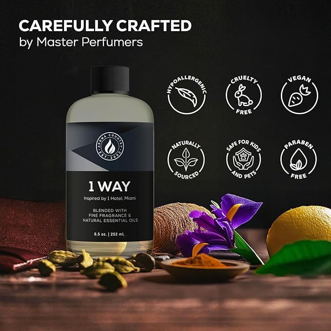 Aroma Country 1 Way Diffuser Oil - Luxury Hotel Santal Fragrance Oil for Diffuser Refill, Sandalwood Home Aroma Diffusers & Room Spray - My Way Premium Aromatherapy Oils & Home Scent (8.5 Fl Oz)