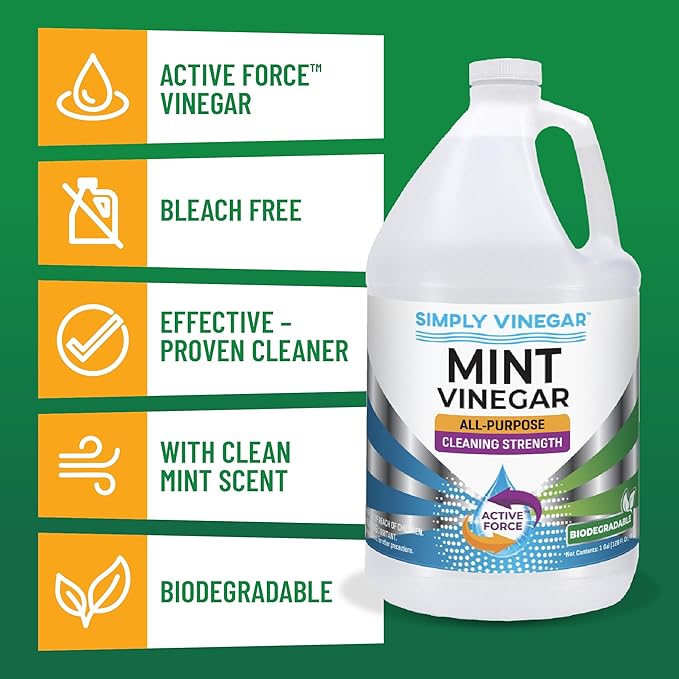 Simply Vinegar Mint Vinegar – with Refreshing Mint Scent for Cleaning, Home, Laundry, 128 oz - 2 Pack