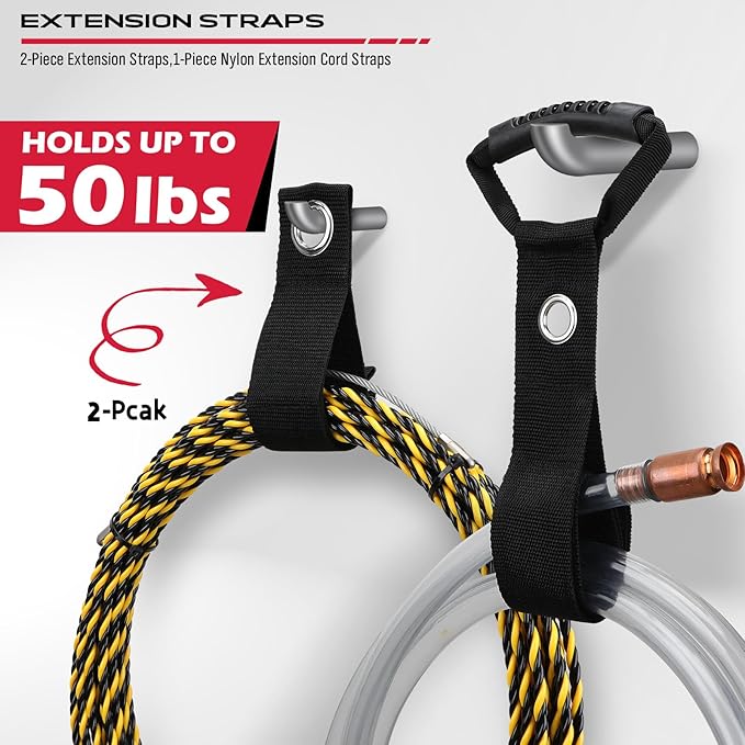 64" Heavy Duty Garage Storage Tool Organizer Wall Mount - Tool Rack with Adjustable Hooks, Anti-Rust, 300lbs Capacity - Easy Installation (4 Racks, 10 Hooks, 3 Straps)