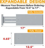 SpaceAid Bamboo Dresser Drawer Dividers 6 Pack, 4.65“ High Adjustable 12.5“-17” Drawer Organizers, Expandable Organization for Clothing, Clothes, Dressers, Gray