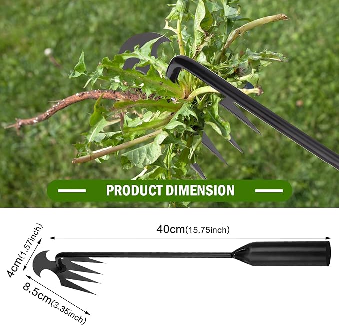 Garden Weed Pulling Tool Uprooting Weeding Tool, Weed Puller Tool, 2025 New Portable Garden Weeding Tool, Stainless Steel Weeder Tool, 4 Teeth Weeding Artifact Uprooting Weeding Tool(2PCS)