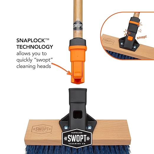 SWOPT 10” Premium Multi-Surface Scrub Brush Head — Cleaning Head Interchangeable with All SWOPT Cleaning Products for More Efficient Cleaning and Storage — Clean Driveways, Decks, and Siding