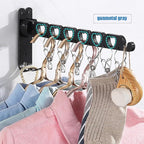 Wall Mounted Clothes Drying Rack,Foldable Laundry Coat Organizer,Retractable Folding Indoor&Outdoor Wall Mount Hanger for Laundry Room Bedroom,Perfect for Small Spaces (Space Gray, 2 Pieces)