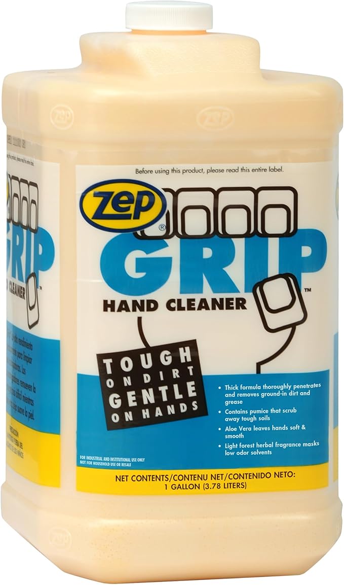 Zep Grip Industrial Pumice Hand Cleaner - 1 Gallon, (Case of 4) 308524 - Heavy Duty Degreaser. Contains Aloe Vera For Soft Smooth Finish