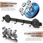 Magnetic Utensil Holder For Fridge, Heavy Duty Magnetic Coat Rack For Metal Door, Magnetic BBQ Tool Rack, Strong Magnet Bar With 6 Hooks Storage Hanger Hanging Kitchen Utensil, Coat, Towel, Grill Tool