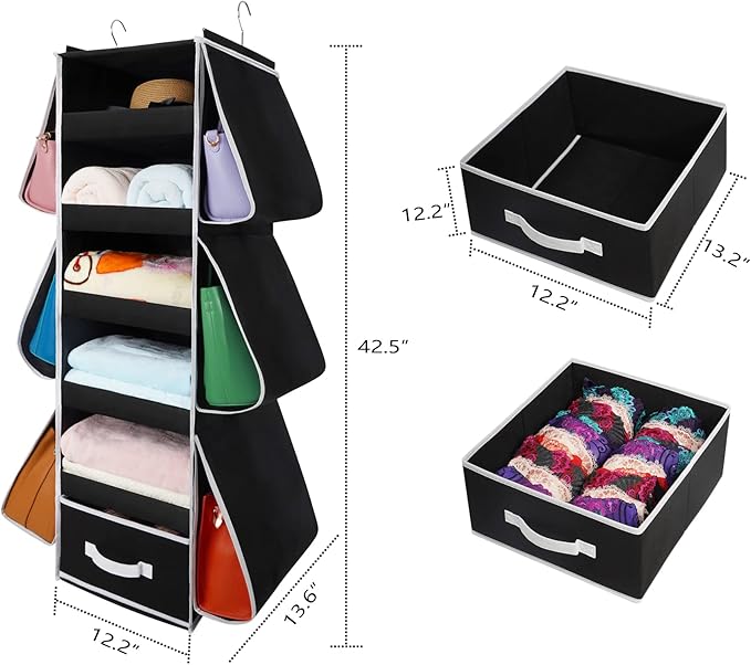VICTORICH All-IN-ONE Over the Door Organizer, Super Behind the Door Storage Organizer with Door Rack and Large Clear Windows, Wall File Organizer, Hanging Organizer (Big Ear Black)