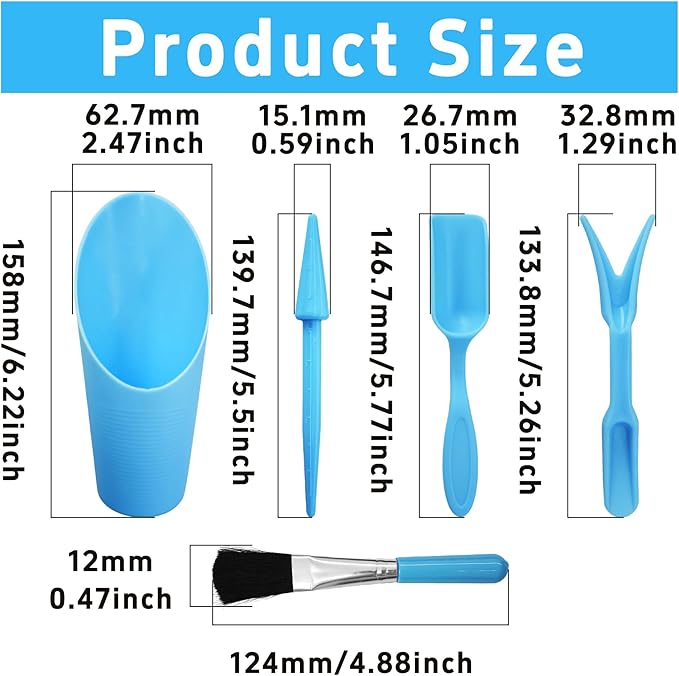 5Pcs Mini Succulent Tools Set, Plastic Garden Hand Tools Kit for Indoor Plant Care, Succulent Bonsai Miniature Garden Tool Set,Small Gardening Tools for Transplanting Digging Planting, Blue