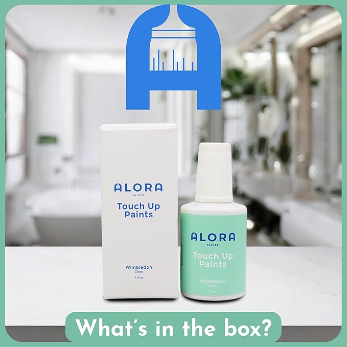 Alora Touch Up Paint Repair Kit for Chips, Scratches, Cracks on Drywalls, Concrete, Metal, Brick, Fiberglass, Laminate Composites, and Existing Painted Surfaces, Gloss White, 1 Fl Oz