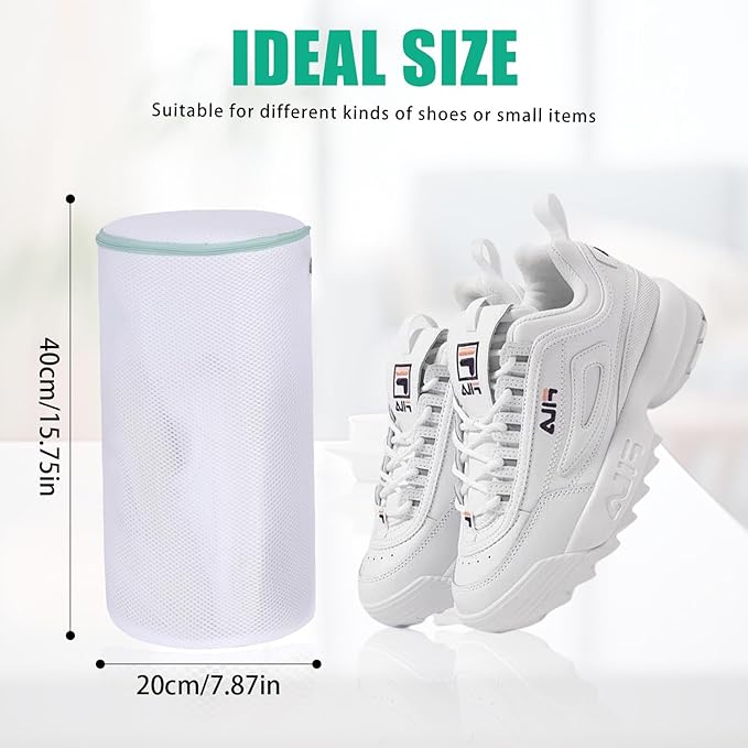 Kimmama Shoe Washing Machine Bag,Laundry Shoes Bags,Sneaker Wash Protector Sack,Sandwish Mesh,White,8x15"