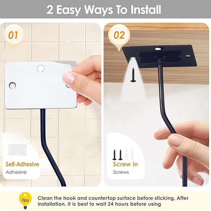 Self-Adhesive Banana Hook, Grape Hook, Kitchen Banana Hanger, Keep Bananas Fresh Under The Cabinet, with Magnetic Absorption Storage Perfect Design 3 Pieces Black
