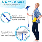 Window Cleaner Tool for Home with 20''-30'' Extension Pole, Squeegee for Car Windshield Cleaning, Glass Washer for Shower Doors, Mirror