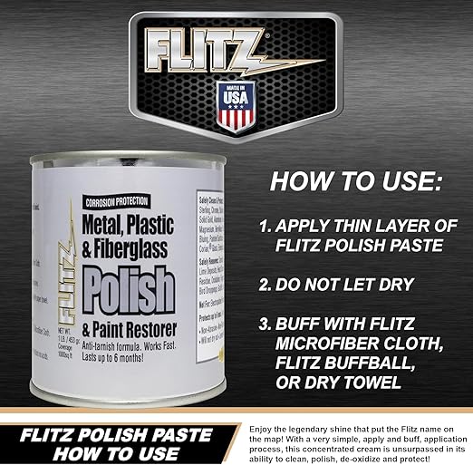 Flitz Multi-Purpose Metal Polish Paste - 1lb Can of USA-Made Chrome Polish - Works on Stainless Steel, Aluminum, Plastic, Jewelry and Cars - Non-Abrasive Cleaner & Rust Remover (1 Pack)