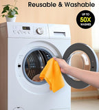 KitchLife Microfiber Cleaning Cloth Roll, 100 Pack - Tear-Away Microfiber Paper Towels, Lint-Free, Reusable, Washable for Kitchen, Car, Dishes, and Sensitive Surfaces (Tangerine Yellow)