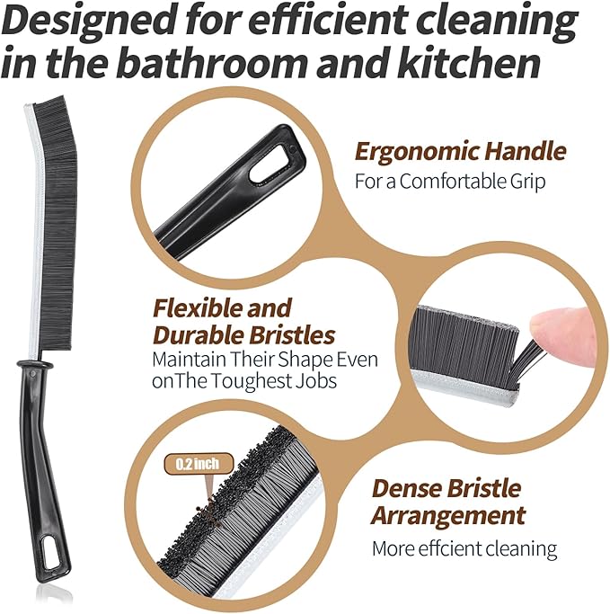 7 Pcs Hard Bristle Crevice Cleaning Brush, Multifunctional Grout Cleaner Brush, Thin Gap Cleaning Brush Set, Small Cleaning Tools for Household Use, Kitchen, Bathroom, Toilet, Window Track,Tight Space