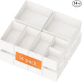 Criusia Drawer Organizer Clothes, 14 Pack Dresser Organizer for Baby Clothes, Underwear, Sock- Foldable Closet Organization and Storage Dividers Bins for Nursery, Bedroom and Dorm (White)