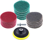 Glarks 16Pcs 4 Inch Drill Power Brush Tile Scrubber Scouring Pads Cleaning Kit with 4 Inch Disc Pad Holder for Bathroom & Kitchen Cleaning, 3 Different Stiffness (Red, Gray, Green)