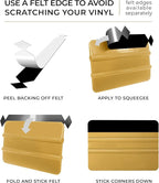 VViViD Gold Vinyl Wrap Squeegee - Nylon-Reinforced Tool for Car Wraps, Window Tint & Decals - (25 Pack w/ 25 felts)