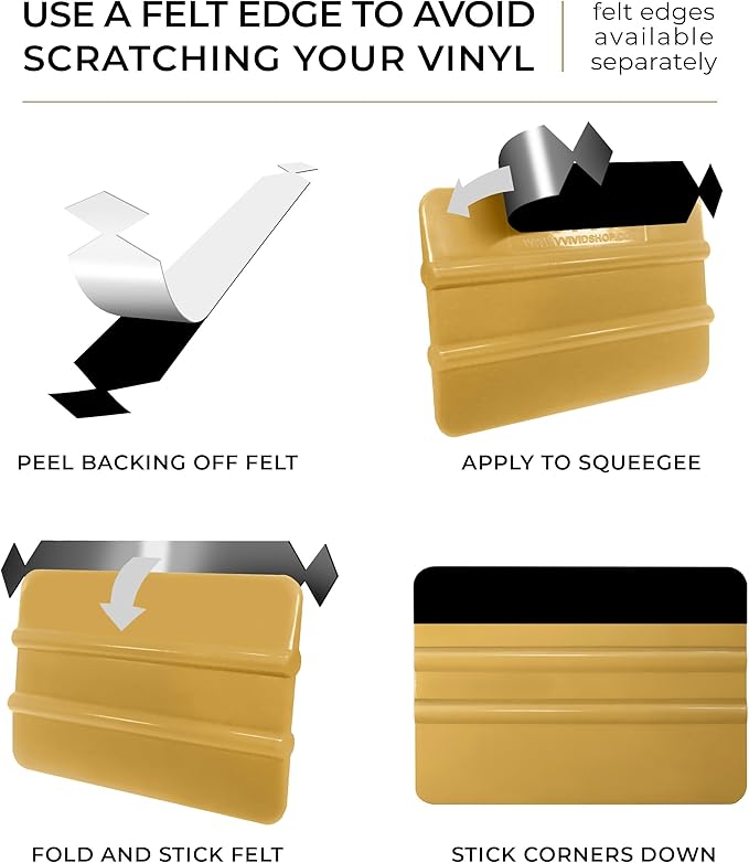 VViViD Gold Vinyl Wrap Squeegee - Nylon-Reinforced Tool for Car Wraps, Window Tint & Decals - (1 Pack)