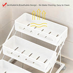 Bokelai Spice Rack 3 Tier Foldable Seasoning Organizer Jars Storage Holder Step Shelf for Cabinet Kitchen Countertop Pantry Coffee Bar White