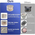 1 Pack Hat Storage Box with Clear Window, Holds up to 7 Caps Cowboy Hat Organizer Bag for Closet for Wide Brim Hats with Carrying Handles, Gray