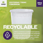 CIAO! 32OZ PP Injection Molded Soup-Deli Container with LLDPE Lid, Microwavable and BPA Free (240/240 combo pack)