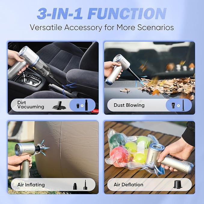 Mini Vacuum Cleaner, 3 in 1 Cordless Handheld Vacuum Cleaners, 18000Pa High Power Car Vacuum Cleaner with Brushless Motor,Adjustable Car Vaccum Portable Cordless for Cars,Desktop-DBS03 Blue