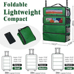 Suitcase Organizer - Carry On Closet Luggage Organizers Accessories - Foldable & Hangable Portable Hanging Travel Shelves with Shoulder Strap - Medium, Green