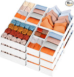 Criusia Closet Drawer Organizer Clothes, 15 Pack White Dresser Organizer for Baby Clothes, Fabric Drawer Dividers for Nursery Bedroom