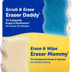 Scrub Daddy Eraser Mommy Sponges 45x - Water-Activated Cleaning Sponge with FlexTexture Scrubbing Gems - 3-in-1 Erase, Scrub, Wipe Tool for Walls, Doors, Baseboards, Hard Surfaces (6 Count)