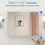 Sunrosa Aluminum Bathroom Medicine Cabinet with Mirror, 36"27.5", Wall-mountable and Recessed-in, 3-door Cabinet Organizer