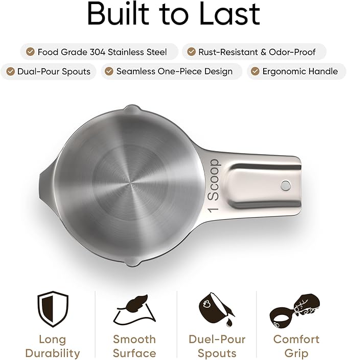 Color Up 1 Cup Pet Food Scoop – Stainless Steel Dog Food Scoop Cup (16 Tbsp) – Heavy-Duty, Rust-Resistant Measuring Scoop for Dogs, Cats, Birds & Rabbits – Ideal for Dry Food & Treats