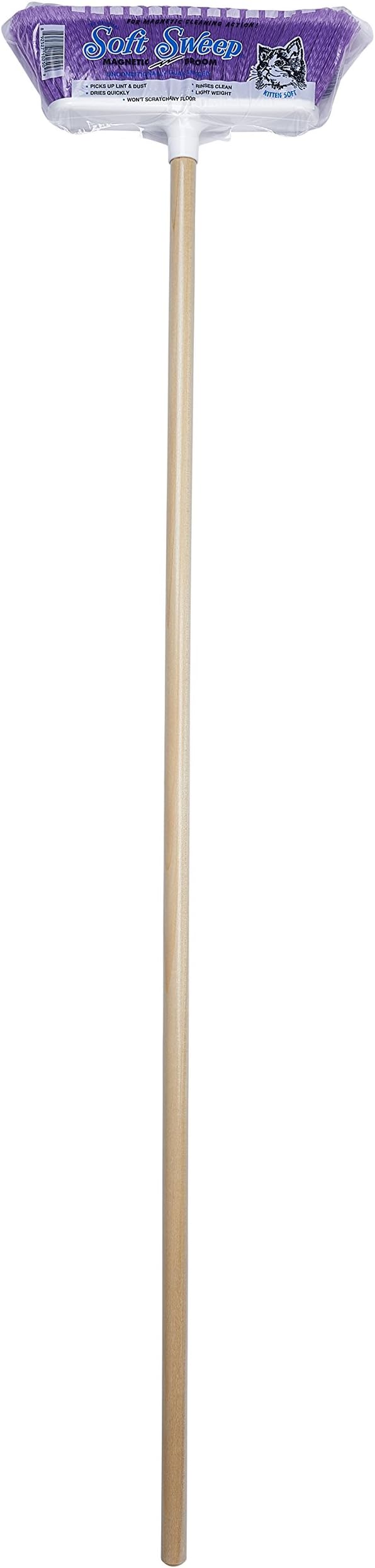 The Original Soft Sweep Magnetic Action Broom Assorted Colors with Natural Finish Wood Handles (2 Brooms)