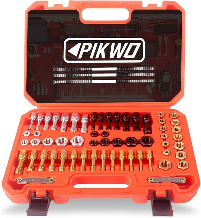 61Pcs Thread Chaser Repair Kit, Rethread Repair Tool, UNC UNF & Metric Thread Restorer Set with Thread Pitch Gauge